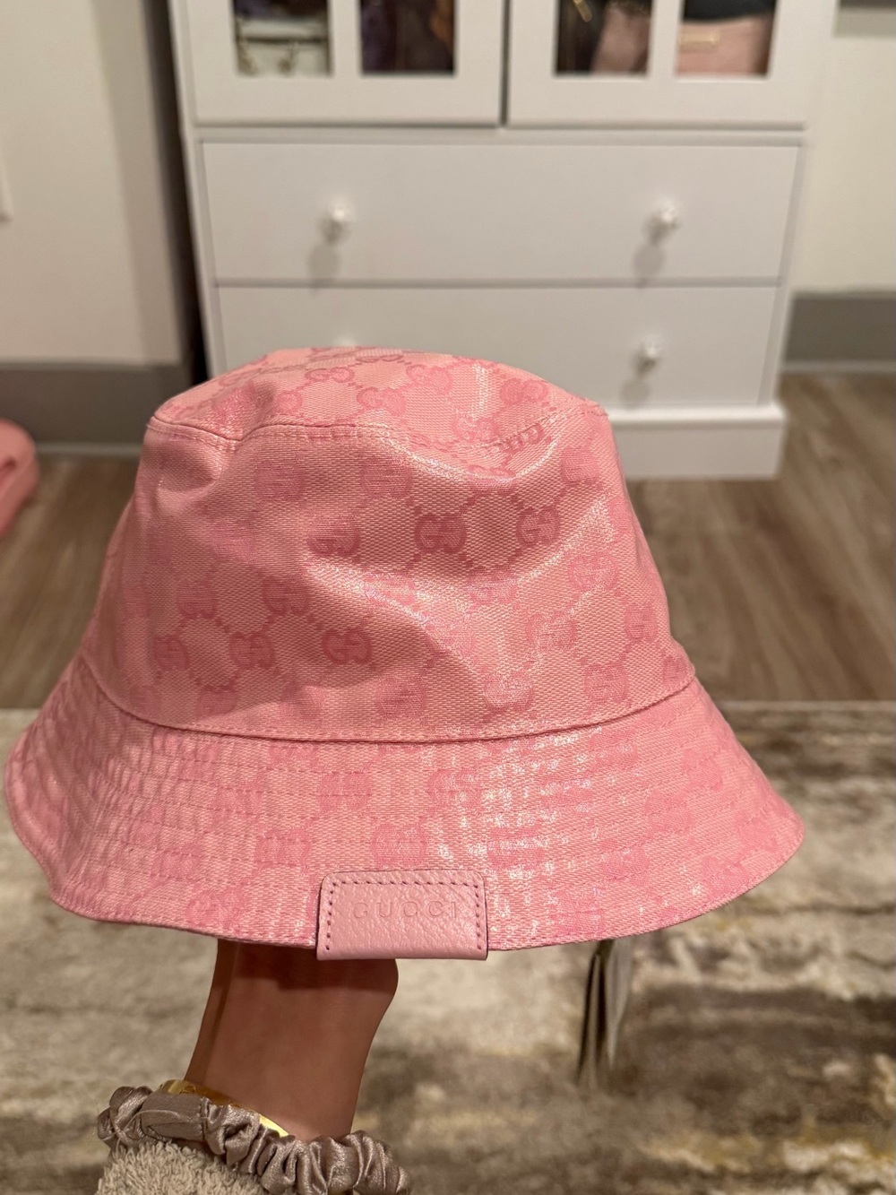 Gucci Pink Monogram Bucket Hat